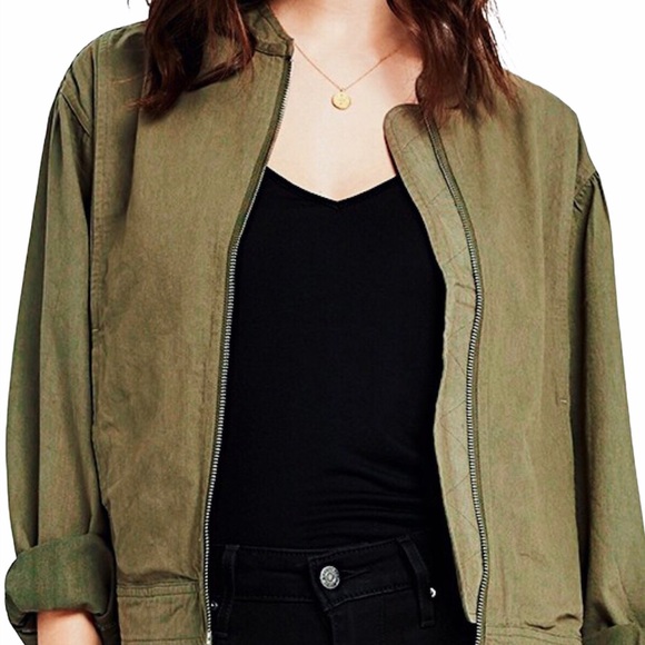 NWT GENTLE FAWN Khaki Green Cotton Bomber Jacket - Picture 3 of 8